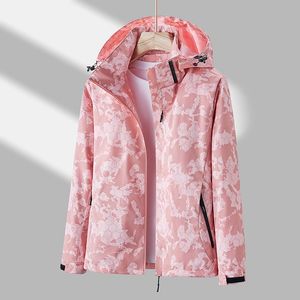 여성용 재킷 하이킹을위한 하이킹 남성 코트 탈착식 후드 방수 야외 바람에 끼는 옷의 옷 패션 위장 캠핑 레인 재킷 wome