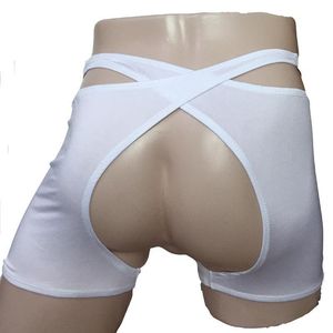 Men's Sexy Criss Cross Open Crotchless Boxer Briefs, Stretchy Erotic Underwear Thong Lingerie Outfit