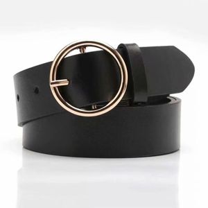 Belts Punk Leather Belt For Men Women Casual Black 1M Alloy Round Buckle Hip Hop Dress Cowboy Pants JeansBelts