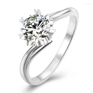 Anillos de clúster modernos copos de nieve MOISSANITE Ring Women Jewelry S925 Silver Twist 6 Prong 1ct D Color Diamond Kenn22