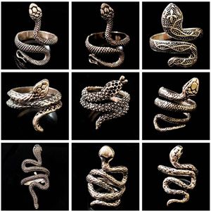 Wholesale snake rings men resale online - Whole Top Mix Retro Punk Exaggerated Snake Ring Men Women Hip Hop Animal Cool Biker Rocker Jewelry Antique Siver Mal197T