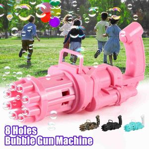 الأطفال الأوتوماتيكيون Gatling Bubble Guns Toy 8-Holes Alectric Bubble Machine for Outdoor Summer Children Toys Boys Girls Bath Toys