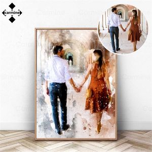 Custom Artwork Canvas Painting Personalized Portrait Poster Abstract Wall Art Lovers Family Friend Unique Anniversary Gift Decor 220614