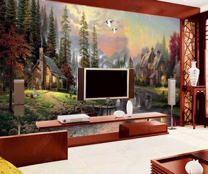 Pegatinas de Pared 3D Murals Wallpaper Oil Painting Landscape TV Living Room Bedroom Backnywall Stereoscopic Mural