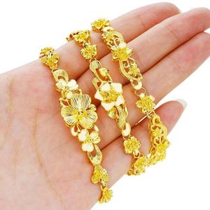 Beaded Strands 24k Guldfärg Blommaarmband för kvinnor Dubai Brud Bröllopsarmband Gift Smycken Trum22