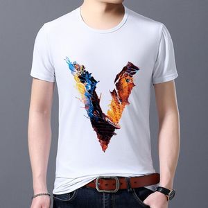 Herren T-Shirts Mode Slim T-Shirt Street Wild English Paint 26 V Letter Series Druckputler Plus Size O-Neck Shirt