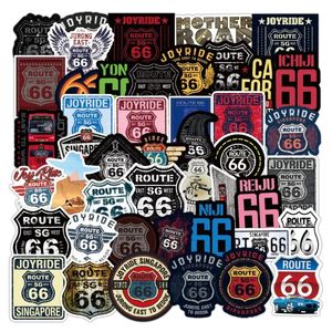 50pcs Retro Route 66 Sticker La strada principale degli adesivi americani Laptop Guitar Lage Bike Cool Graffiti Sticker Decal Kid Toys