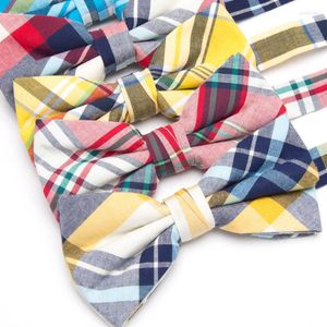 Bow Ties Men Bowtie Fashion Classic Plaid Cotton Neckwear Justerbara herrgåvor slips för bröllop England stil tillbehörsbåge