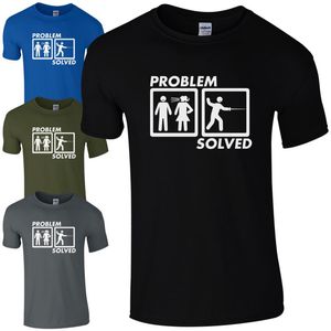 Men's T-Shirts Problem Solved FENCING T-Shirt Dads Marriage Fathers Day Present Mens Gift Top Cotton Short Sleeve T Shirt Camisa Masculina