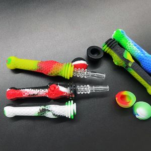 Silicone NC Kit Smoking Pipe With Quartz Tip Titanium Nail Tips 14mm Joint Size Food Grade Mini Dab Tool For Glass Water Bongs Dab Rigs