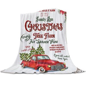 Blankets Christmas Farm Truck Tree Throw Blanket For Beds Microfiber Flannel Warm Sofa Bedding Bedspread Gifts