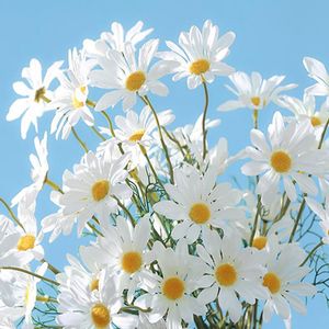 Dekoratif Çiçek Çelenkler Şubeler Yapay İpek Beyaz Güzellik Krizantem Simülasyon Daisy Ev Bahçesi için Sahte Dekorasyon
