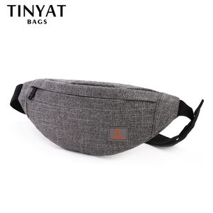 TINYAT Male Men Waist Bag Pack Casual Functional Money Phone Belts Bag Women Bag for Belt Canvas Hip Baga Fanny Pouch Banana bags