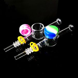 Rökning Handrör borosilikat Nector Collector Mini Glass Bong med Titanium Quartz Ceramic Nail 2 Specitication Oil Burner Dab Rigs Small Water Pipe NC Kits NC17