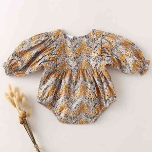 新生児のための新しい春の夏のロンパーズ甘い女の赤ちゃんコットンワンピース服wiith長袖G220521