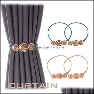 Other Home Decor Garden Three Golden Flower Elastic Curtain Straps Peony Spring Belt Modern Simple Light Luxury Style Buckle Decoration Dr