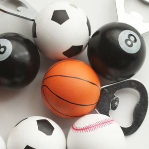 Bar Accessories Bottle Opener Magnet Spherical with Wooden Handle Four Styles Avaliable Basketball Billiards Football Softball