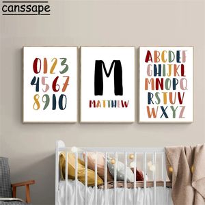 Custom Name Poster Eonal Canvas Painting Number bet Posters Nursery Wall Art Print Picture Childrens Room Decor 220614