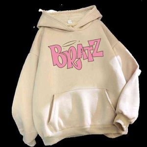 Bratz Letter Print Hoodie Autumn Winter Sweatshirt unisex Men and Women's Casual Dent Fashion Hooded Sweatshirt Långärm G220429