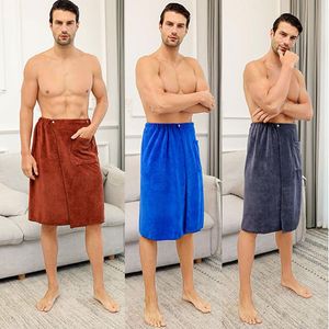 Mäns sömnkläder bärbar mikrofiber badrock man stora badhanddukar för vuxna pojkar badrum mjuk korall fleece nattklänning duschhandduk
