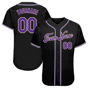 Custom Black Purple-White 809809 Jersey de beisebol autêntica