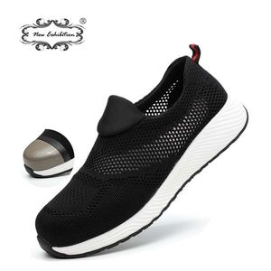 exibição moda moda leves sapatos de segurança respirável masculino de aço casual tampa de tampa de tênis de tênis de tênis de tênis y200915