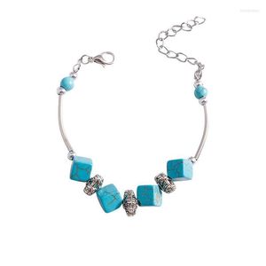 Ожерелье для бракера для женских модных ювелирных ювелирных украшений Винтажный бирюзовый браслет серебряный гравированная кованая обручанка inte22