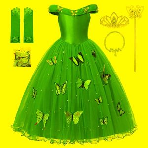 Girl's Dresses Cendrillon Princess Girls Dress Fairy Tales Deluxe Cosplay Costume Cenderella Blue Gown Kids Party Halloween Birthday Clothes