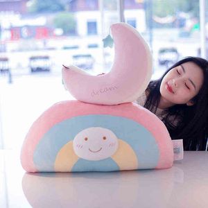 Мультфильм в стиле Rainbow Moon Cloud Star Plush Toys Toys, наполненные мягким диваном подушки для реквизита для декора детской комнаты подарки J220704