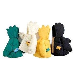 Inverno Bambini Caldo Cotone Piumino Giacche Per Neonati Ragazzi Ragazze Dinosauro Cartone Animato Spessa Con Cappuccio Più Velluto Bambini Top Capispalla J220718