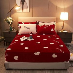 WOSTAR WINTER WARE MINK CASHMERE ELASTIC BAND FITTED SHETTRESS COVER PROTECTOR DOUBLE BED SOFT COZY KING SIZE220514