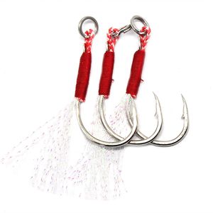 10# -24# Barbed Single Fishing Hooks Feather Hook Boat Jigging Hook Fishing Lure Slow Jigging Fishing Cast Jigs Assist Hook