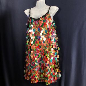 Casual Dresses V-Neck Halter Mermaid Sequins Dress Lady's Party Beach Dress