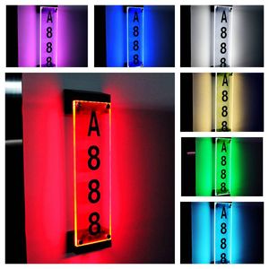 Numero civico solare personalizzato luce acrilico RGB bianco + caldo IP65 lampada da parete per esterni indirizzo stradale segno luci cancello esterno