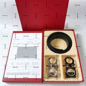 Leather Men s Belt Gold Silver Black Matte Black s Buckle Smooth Reversible Women s Belts Two Belt Buckles CM to CM In Length With Red Box