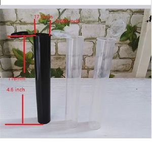 116mm pre roll packaging tube Bottles plastic clear black White doob joint blunt pre-rolling pill container has a Internal Diameter 0.688 Inch and Length 4.6 Inch
