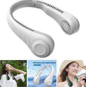 Mini Hanging Neck Fan Portable USB Rechargeable Bladeless Mute Cooling Wearable Neckband Fan 3-Speed Adjustable Outdoor Sports