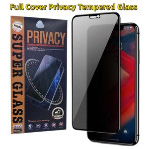 Privacy Copertura completa Full Anti Spy Temped Glass Schermo Protector per iPhone 15 14 13 12 11 Pro Max XS 8 Samsung S22 S23 Plus A04E A14 A24 A34 A54 A13 A23 A33 A53 A73 Pacchetto di carta carta