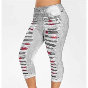 Women's Leggings Women Stretch Printed Seven-point Pants 2022 Jeans For Female Summer Breeches High Waist Perfect Fit Jeggings