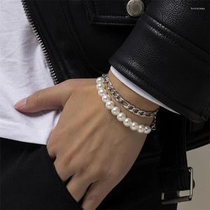 Link Chain 2 Opakowania prostego modnego stylu Znakomite męskie bransoletki Pearl Bracelets Creative Splating Jewelry Prezent Trum22
