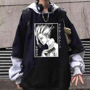 Dr Stone Hoodie Anime Senku Ishigami Grafik Sweatshirt Sudaderas Hombre Giysileri Tops Y220713