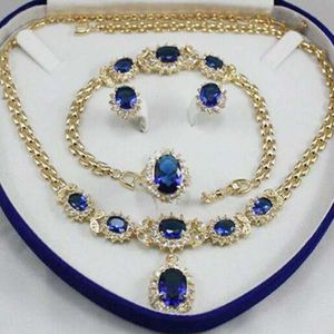 Green/dark blue/red Jade 18K Gold Plated Jewelry Set Earrings Bracelet Necklace Ring set