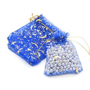 Jewelry Pouches Bags Small Moon Star Organza Bag x9cm x12cm Gift Drawable Wedding Party Christmas Candy PackagingJewelry