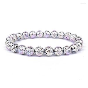 Fili di perline Silvers Oro rosa Pietra lavica naturale Ematite 8mm Branelli allentati rotondi Bracciali Donna Uomo Gioielli Kent22