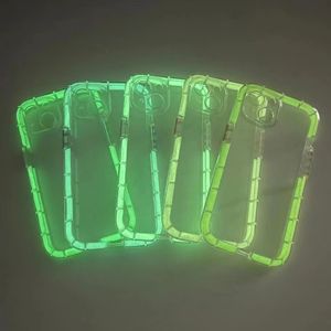 Transparent Luminous Phone Cases For iPhone 14 Plus 13 11 12 Pro Max Xs XR Clear Cover Frame Soft Shell Shockprooft Anti Fall