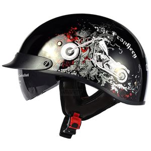 Motorcycle Helmets Retro Helmet Moto Scooter Vintage Half Face Biker Motorbike Crash Casco With Inner Sun VisorMotorcycle