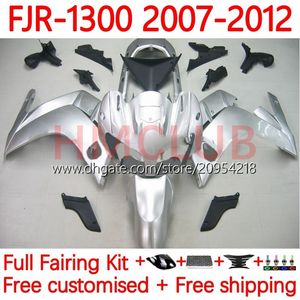 OEM هيكل السيارة لـ YAMAHA FJR-1300 FJR 1300 A CC FJR1300A 01-12 Moto Bodys 37NO.19 FJR1300 07 08 09 10 11 12 FJR-1300A 2007 2008 2008 2010 2011 2012 Fairing Light Silver Silver