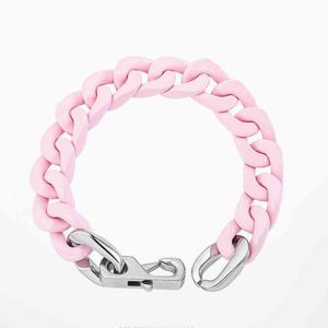 316L aço inoxidável laca pulseira homens mulheres 12mm gelado cor-de-rosa cor-de-rosa laranja laranja cadeia cubana hip howejewelry 15cm 10inch