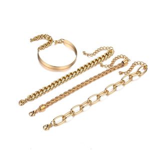 Bohemian Chain Bracelets for Women Jewelry Geometric Layered bangle Hand Charm Bracelet Set