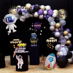 98pcs/lote Espaço externo Astronauta Balão Rocket Foil Balloon Arch Garland tema Party Boy Kids Birthday Decor Helium Global T200526